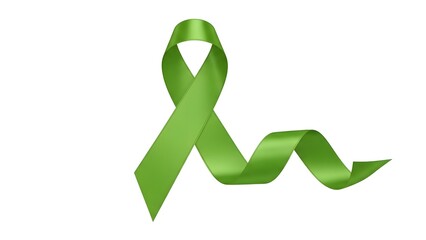 Elegant green ribbon representing support, awareness, and solidarity