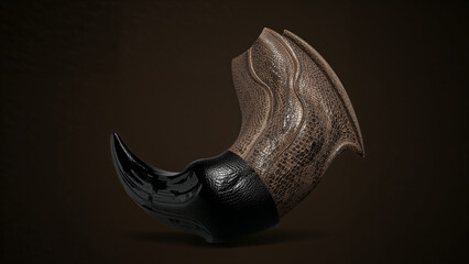 Biomorphic Horn or Claw Shaped Object, Organic 3D Form over Solid Background