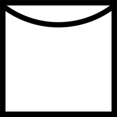 Square with an arc inside. Dry vertically. Dry on a line. Information on the garment label. Marking. Warning symbol.