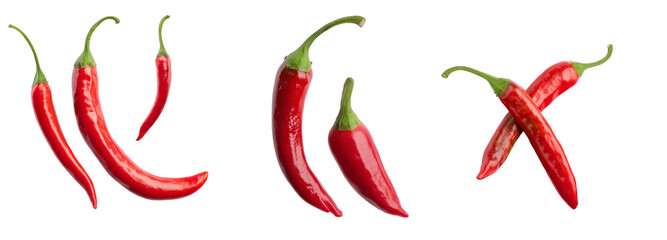 Fresh red chili peppers on transparent background culinary delight studio shot vibrant colors