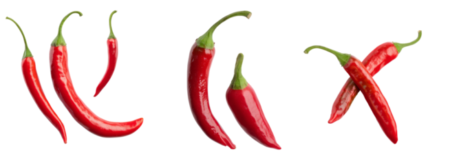 Fresh red chili peppers on transparent background culinary delight studio shot vibrant colors