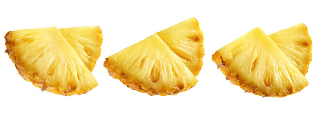 Fresh pineapple slices culinary delight transparent background studio lighting close-up view