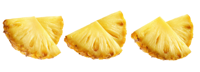 Fresh pineapple slices culinary delight transparent background studio lighting close-up view