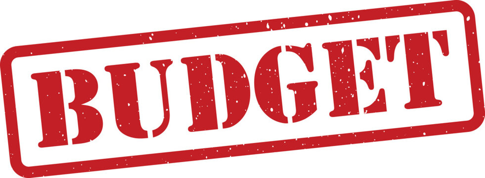 Red budget stamp on white background