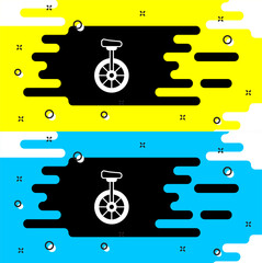 White Unicycle or one wheel bicycle icon isolated on black background. Monowheel bicycle. Vector © Iryna