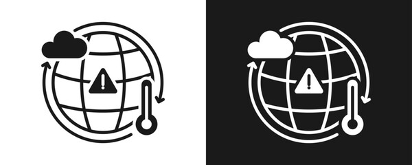 Climate Change Icon Set Glyph In White And Black Background