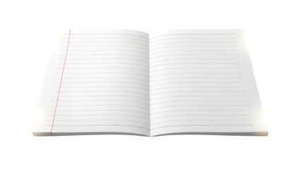 Open Lined White Notebook with Red Margin Mockup
