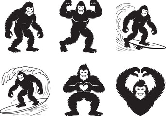 Fototapeta premium Bigfoot silhouette set collection