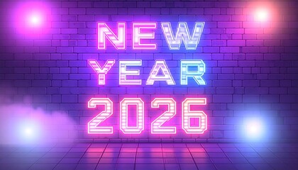 New Year 2026 Neon Sign Celebration.