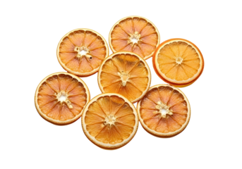 Dried orange slices pattern isolated on transparent background