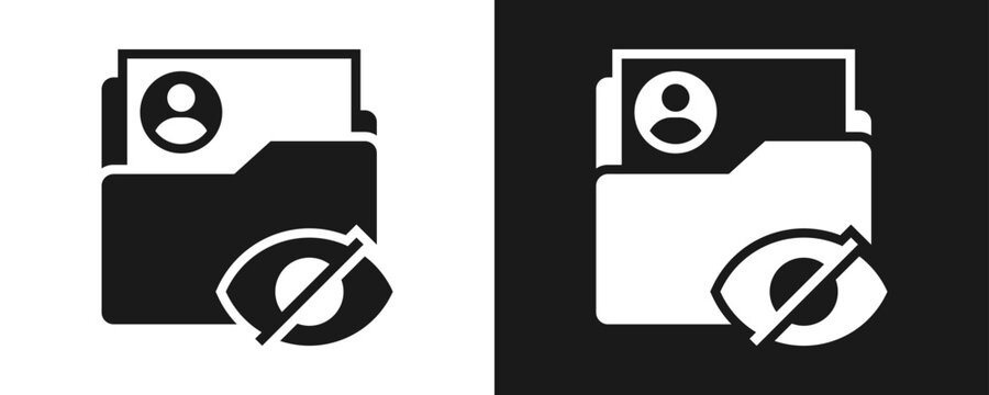 Sensitive Information Icon Set Glyph In White And Black Background