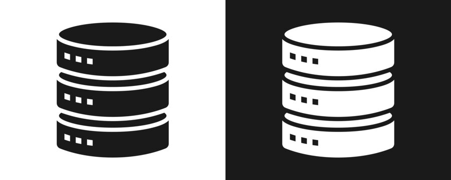 Server Icon Set Glyph In White And Black Background
