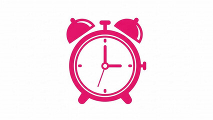 Flat vector icon of a magenta alarm clock for deadline