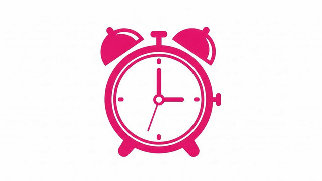 Flat vector icon of a magenta alarm clock for deadline