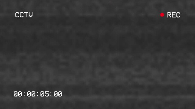 CCTV Camera recording interface overlay with timer on black background. 4K
