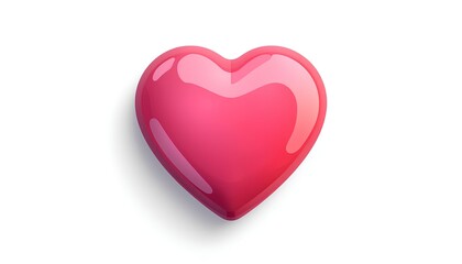 Fototapeta premium Glossy Pink Heart 3D Render Isolated on White Background