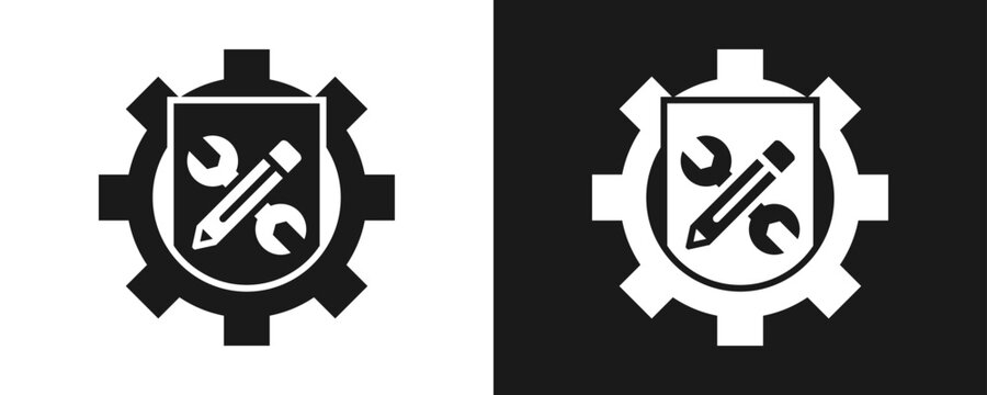 Technical Writing Icon Set Glyph In White And Black Background