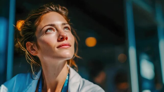 Portrait of a confident female doctor in a hospital environment, symbolizing healthcare professionalism, trust, and dedication