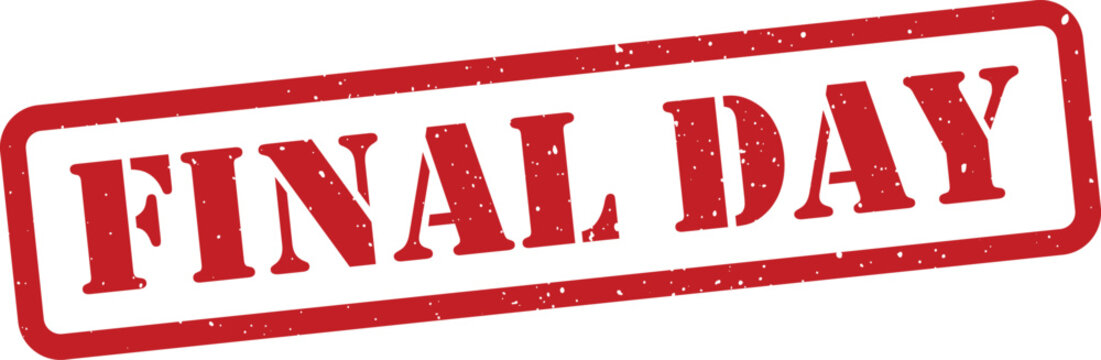 Red final day stamp on white background