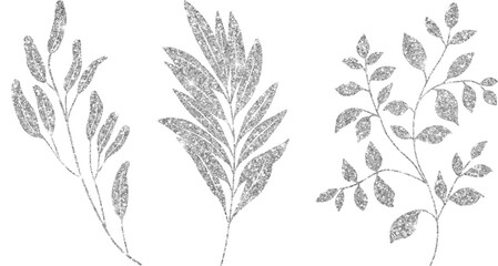 Silver Leaf A glossy, silver leaf with detailed veins against a White background PNG Intricate silver leaf designs, element set on transparent background