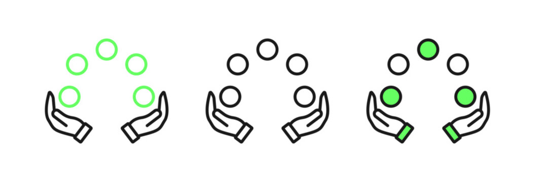 Set line Juggling ball icon isolated on white background. Vector