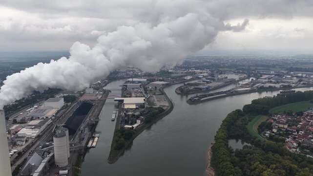 Industrial Port of Mannheim Rhine River Aerial