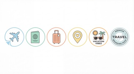Comprehensive Travel and Vacation Icon Set Featuring Transportation Landmarks and Adventure Equipment