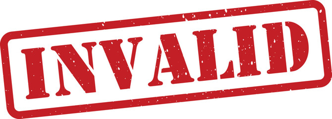 Red invalid stamp isolated on transparent background