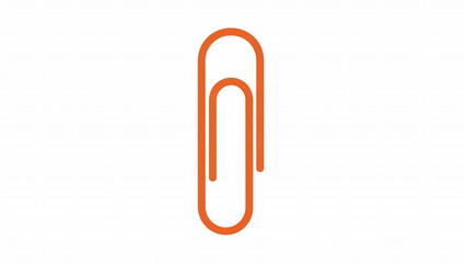 Flat vector icon of an orange paperclip for office