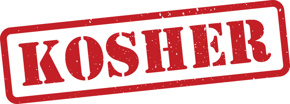 Red kosher stamp isolated on transparent background