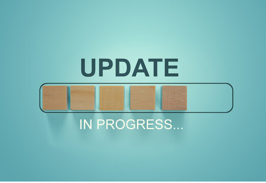 Update in progress loading bar interface on blue background for software update, system maintenance, and technology status concept design - Powered by Adobe