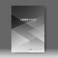 Fototapeta premium Book cover black and white metallic shape modern design. Annual report. Brochure template, catalog. Simple Flyer promotion. magazine. Vector illustration