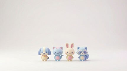 Fototapeta premium Cute 3D Character Collection in Soft Colors