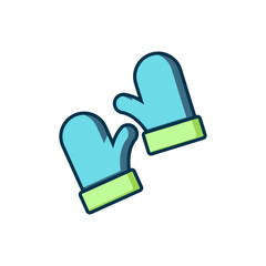 Obraz premium Filled outline Pair of knitted christmas mittens icon isolated on white background. Mitten icon. Merry Christmas and Happy New Year. Flat filled outline style with shadow. Vector