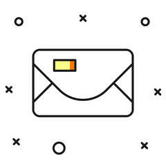 Filled outline Envelope with christmas party invitation card icon isolated on white background. Merry Christmas and Happy New Year. Flat filled outline style with shadow. Vector