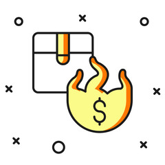 Filled outline Hot price icon isolated on white background. Flat filled outline style with shadow. Vector