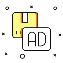 Filled outline Advertising icon isolated on white background. Concept of marketing and promotion process. Responsive ads. Social media advertising. Flat filled outline style with shadow. Vector