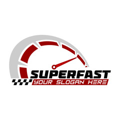 Car speed vector logo design. Speedometer vector design template.
