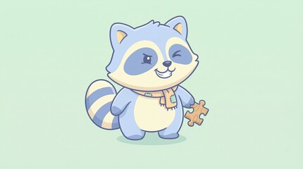 Cute Playful Raccoon Character Cartoon Illustration