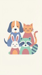 Playful Cartoon Animals Illustration for Kids