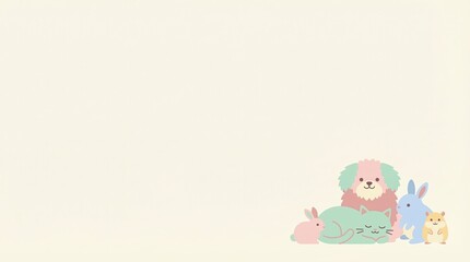 Cute Cartoon Animals in Soft Colors