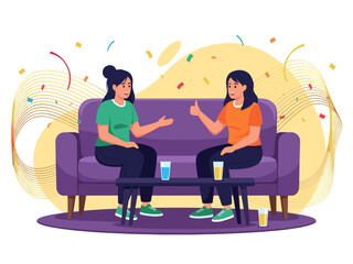 Women Discussing Business on Sofa