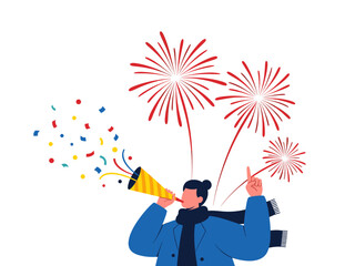 Celebrate Success with Fireworks Vector Illustration