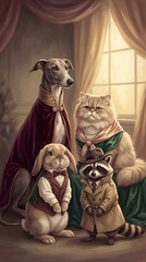 Whimsical Animal Portrait in Elegant Attire