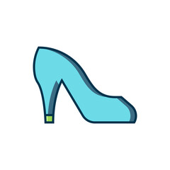 Filled outline Woman shoe with high heel icon isolated on white background. Flat filled outline style with shadow. Vector