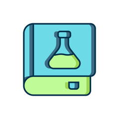 Filled outline Chemistry book icon isolated on white background. Flat filled outline style with shadow. Vector