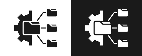 File Management Icon Set Glyph In White And Black Background
