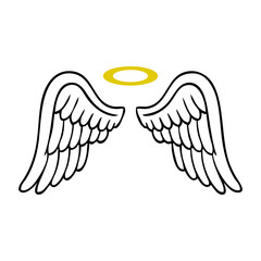 Un par de alas de ángel con un halo dorado flotando © teracreonte