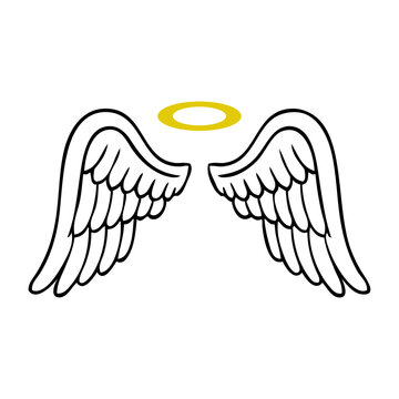 Un par de alas de &aacute;ngel con un halo dorado flotando