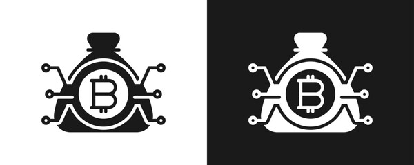 Obraz premium Money Bag Icon Set Glyph In White And Black Background
